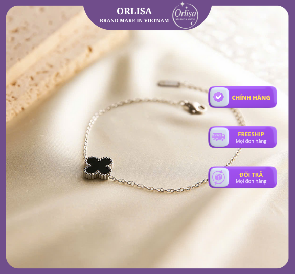 Lắc tay dây màu bạc Vancleef thương hiệu ORLISA